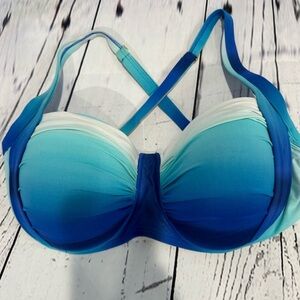 Bikini Bleu by Rod Beattie Swim top size 36 D Ombré Blue.